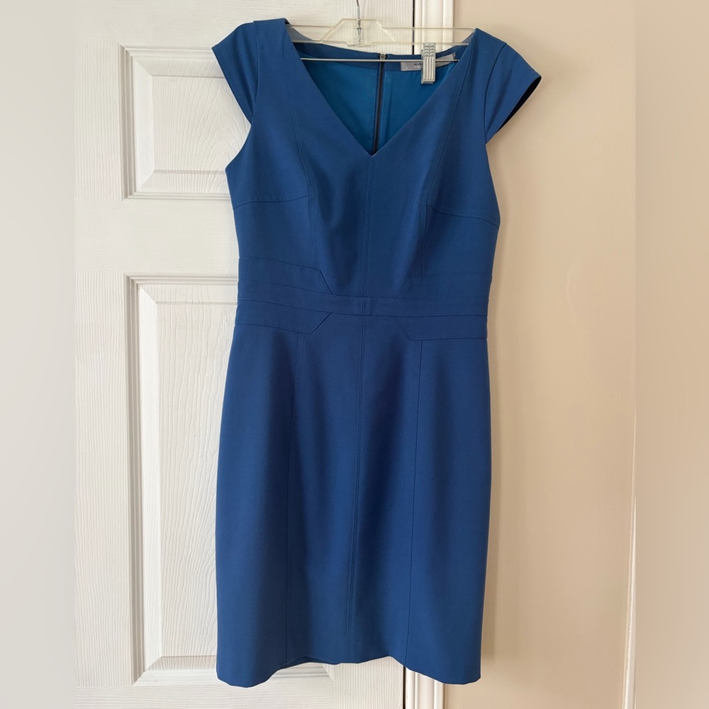 Navy Blue Form Fitting Dress with Stretch - Lined